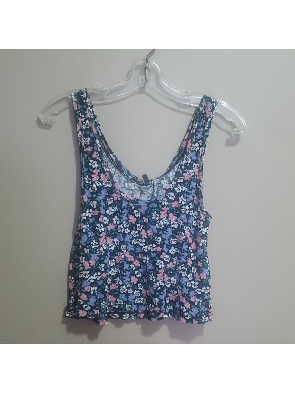 Talula Floral Tank Crop Top - Blue and Pink Size Xs